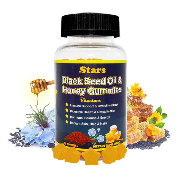 Gomitas De Aceite De Semillas Negras Con Miel Biotina Y Vitamina C 60 Unidades