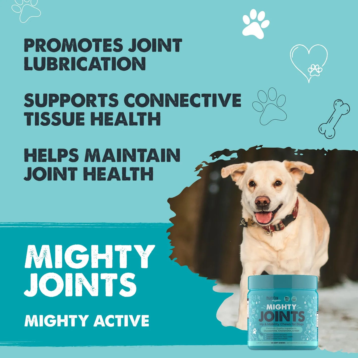 Suplemento Articular Para Perros Con Glucosamina Sabor Tocino Mejora Movilidad