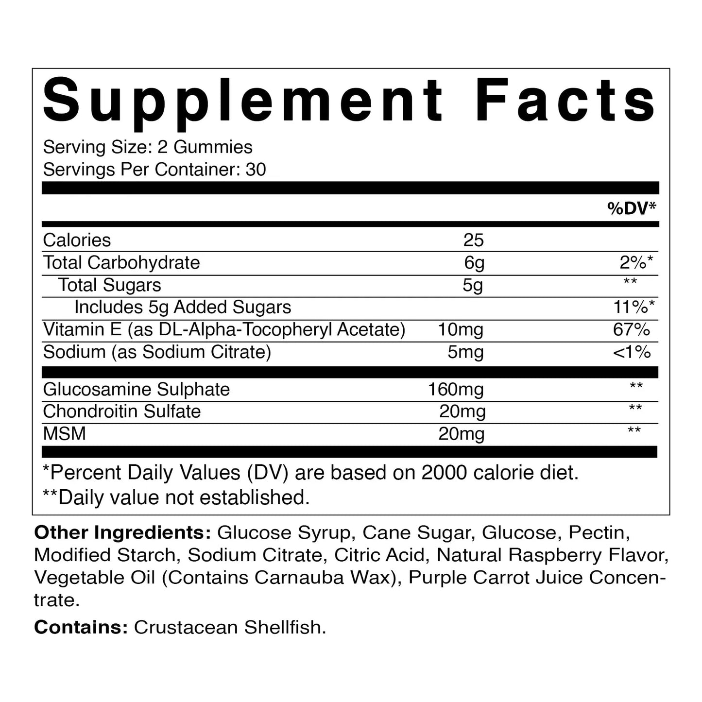 Gomitas Condroitina Glucosamina MSM Vitamina E Soporte Articular 60 Unidades