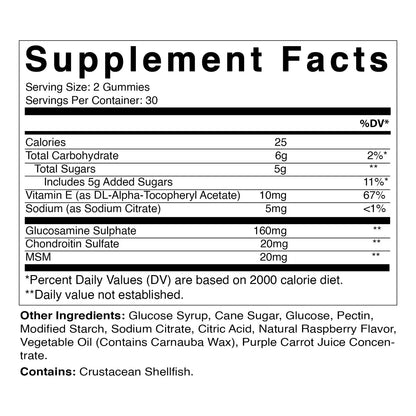 Gomitas Condroitina Glucosamina MSM Vitamina E Soporte Articular 60 Unidades