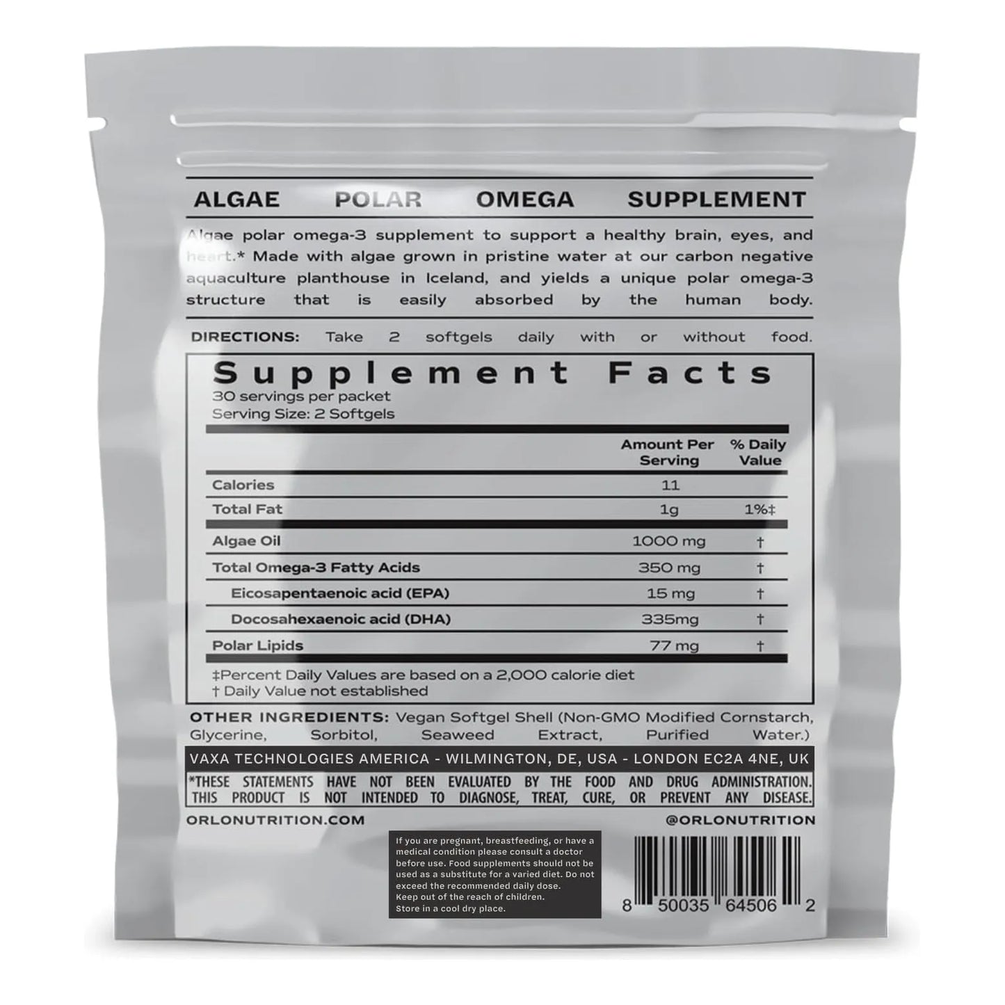 Dha Omega 3 A Base De Algas Vegano 60 Capsulas Absorcion Triple