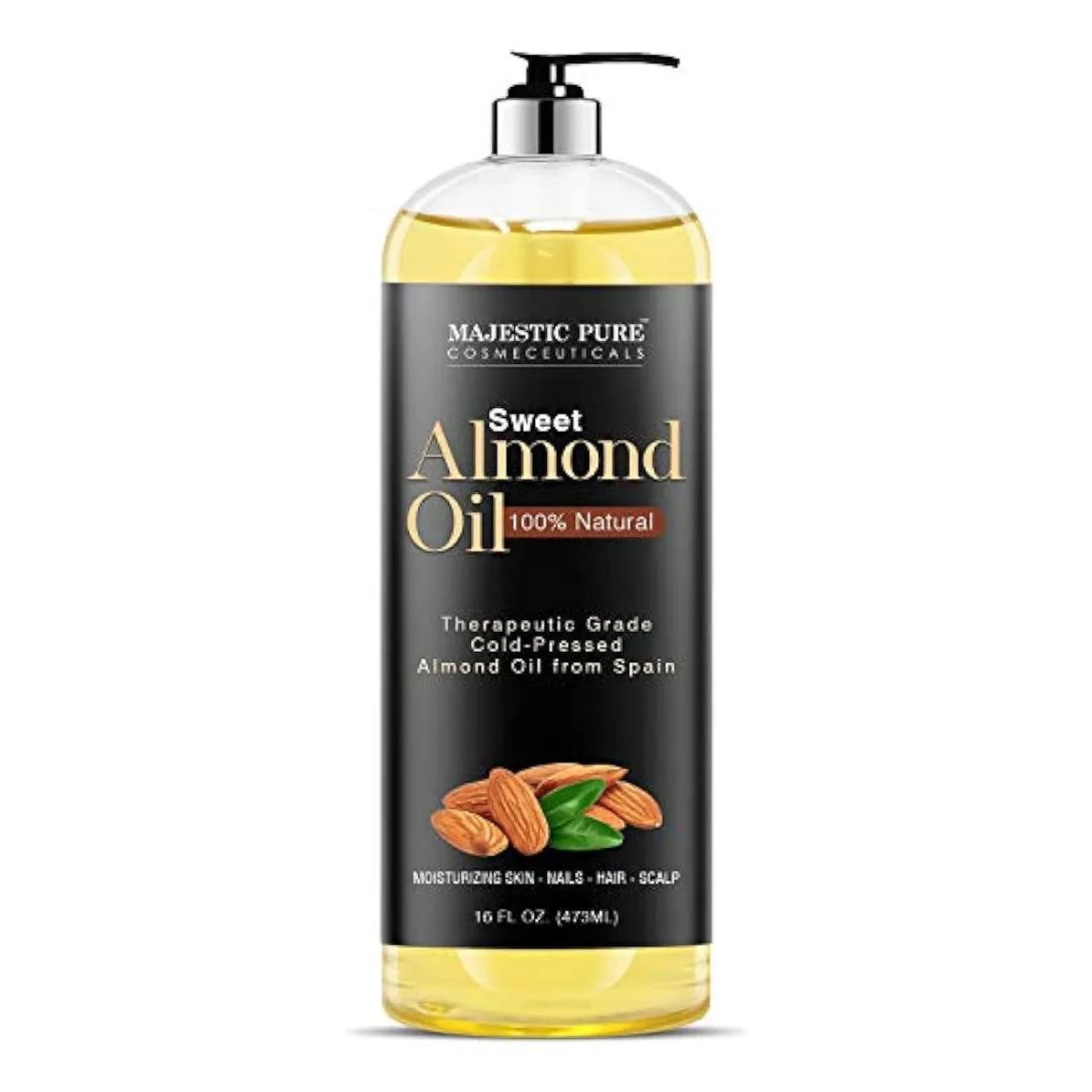 Majestic Aceite De Almendra Puro Premium 473 Ml Piel Suave Cabello Brillante