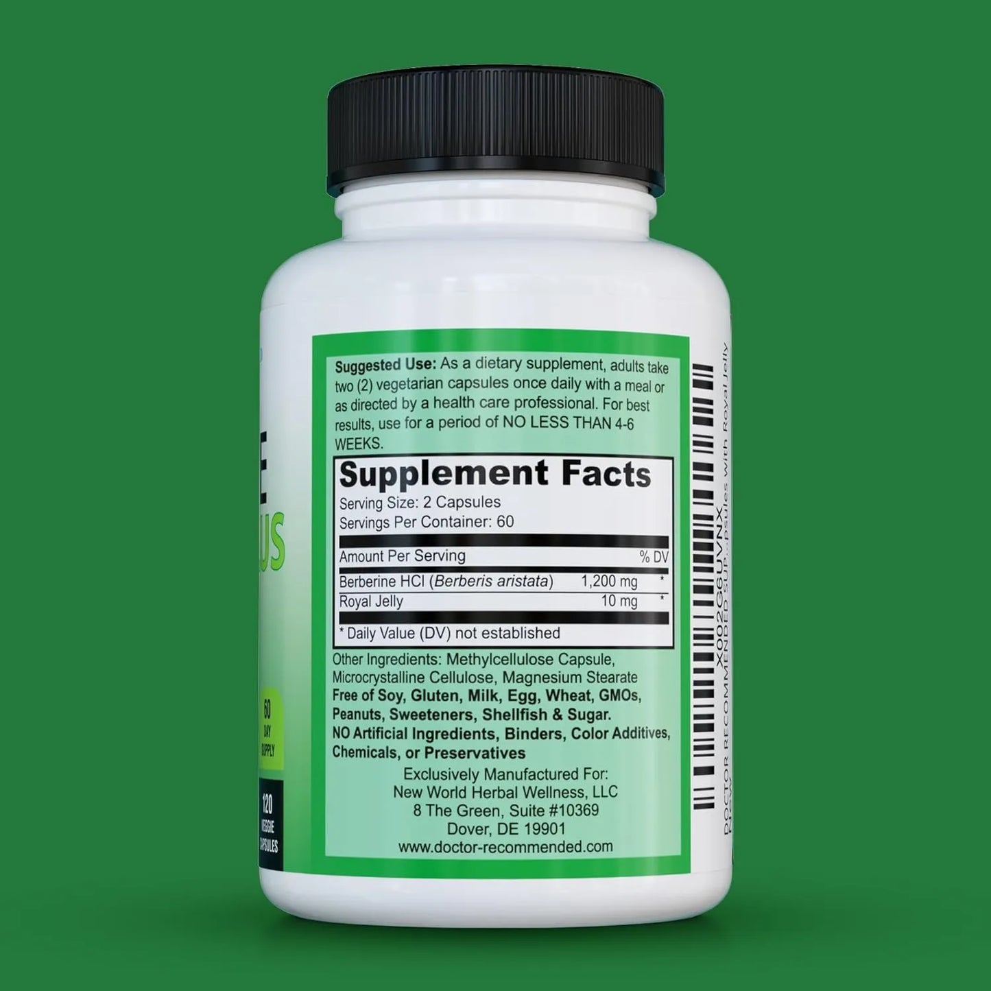 Berberina Plus 1200mg Capsulas Vegetales Suplemento Natural Eficaz
