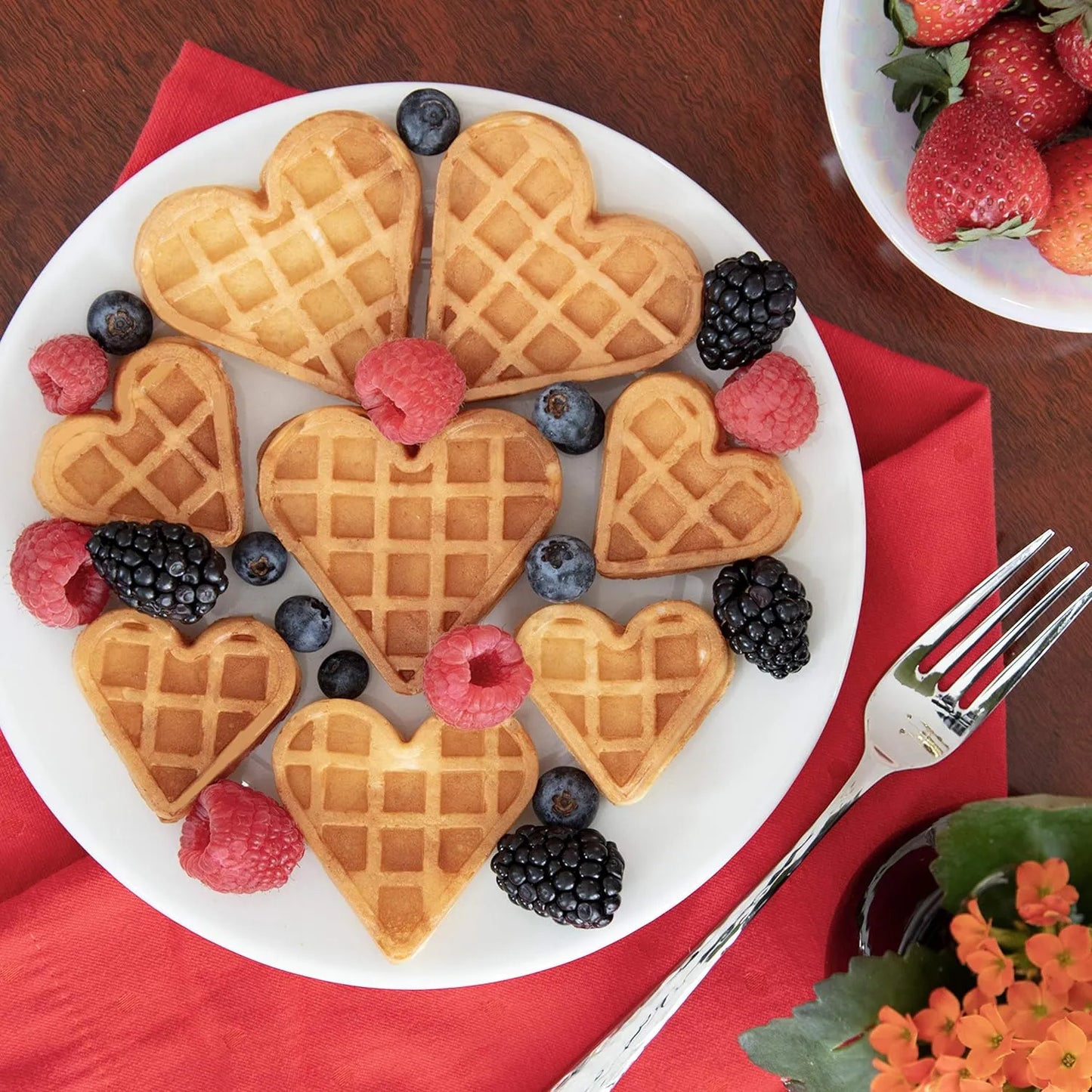 Mini Wafflera Corazones 9 Figuras Tamaños Surtidos Desayuno Regalo