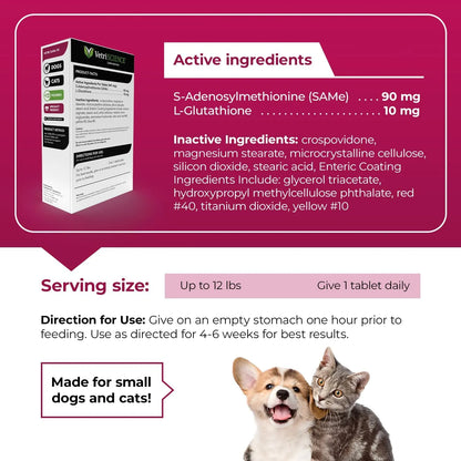 Tabletas Sam E Con Glutation Para Perros Y Gatos Apoyo Hepatico VetriScience