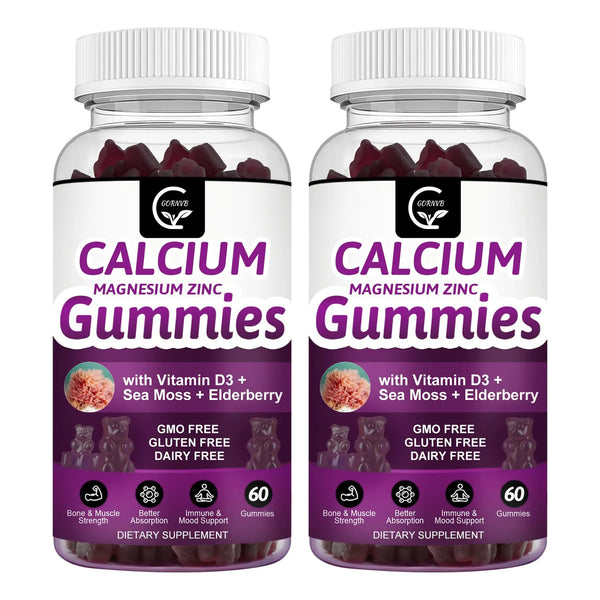 Gomitas De Calcio Magnesio Y Zinc Alta Absorcion Glicinato Musgo Marino D3