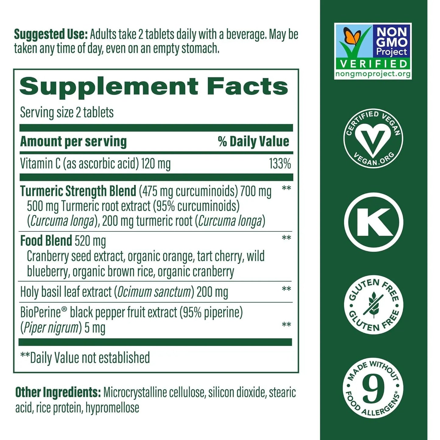 Suplemento De Cúrcuma Turmeric Strength Con Bioperine Y Vitamina C 30 Cápsulas