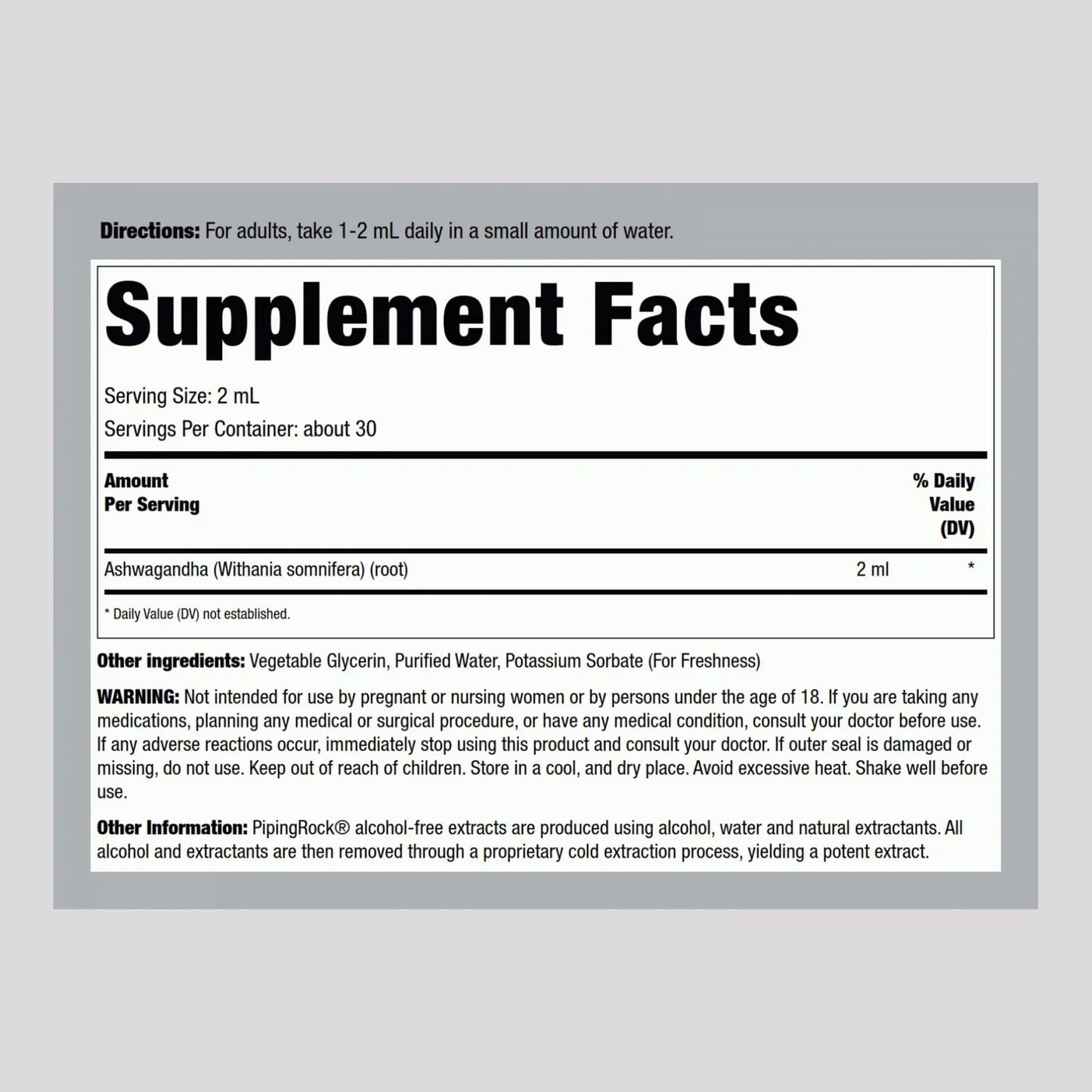 Extracto De Ashwagandha Liquido 120ml Raiz De Hierbas Premium Sin Alcohol