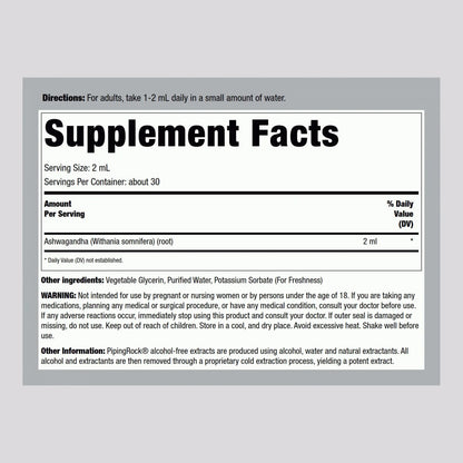 Extracto De Ashwagandha Liquido 120ml Raiz De Hierbas Premium Sin Alcohol