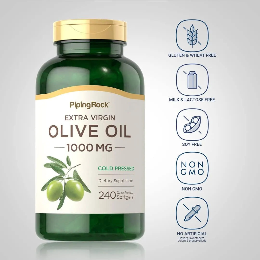 Capsulas Aceite Oliva Extra Virgen 1000 Mg 240 Unidades Prensado Frio Sin Gluten
