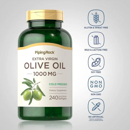 Capsulas Aceite Oliva Extra Virgen 1000 Mg 240 Unidades Prensado Frio Sin Gluten