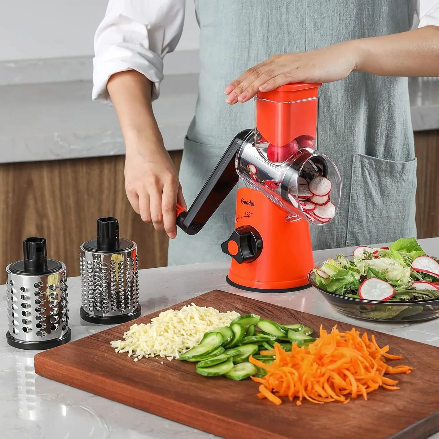 Rallador Rotativo De Queso Geedel 3 Cuchillas Facil Limpieza Envio Gratis