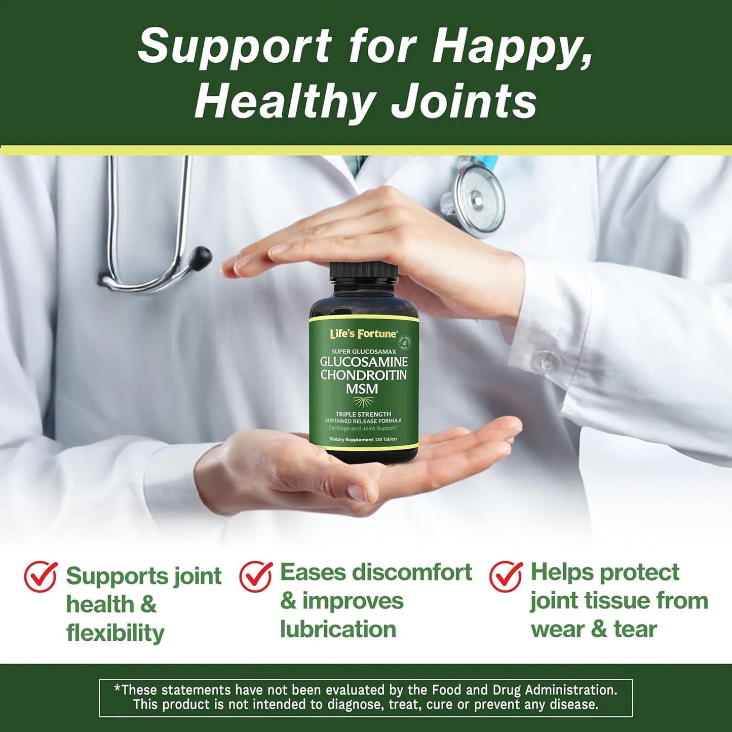 Glucosamina Condroitina MSM 1000 Mg Con Vitamina C Soporte Articular Premium 120 Tabletas