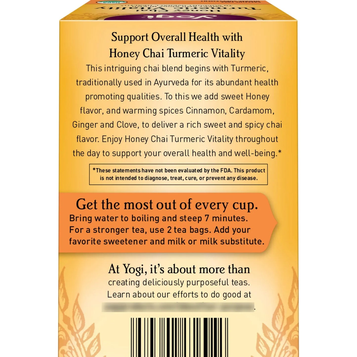 Té Orgánico Vitalidad Miel Chai Cúrcuma 96 Bolsas - Salud Y Bienestar
