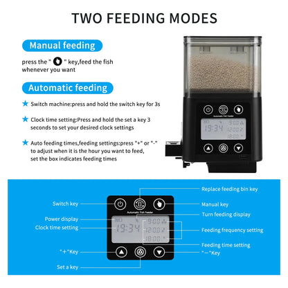 Alimentador Automático Para Acuario Con Temporizador Pantalla LCD Dispensador Ajustable