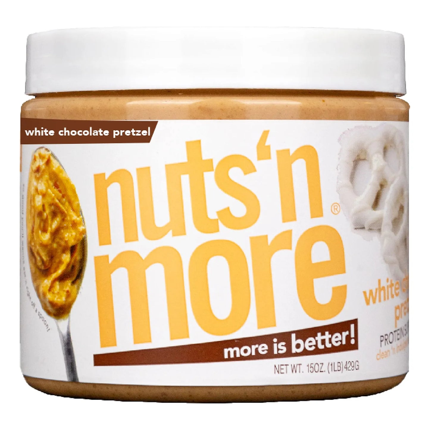 Mantequilla De Maní Con Pretzel Y Chocolate Blanco Alta En Proteínas 16 Oz