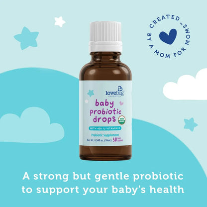 Lovebug Probiótico Orgánico Para Bebés 0-12 Meses Alivia Cólicos Reflujo