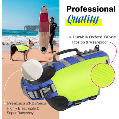 Chaleco Salvavidas Para Perros Con Flotabilidad Y Asa De Rescate Tela Oxford Resistente