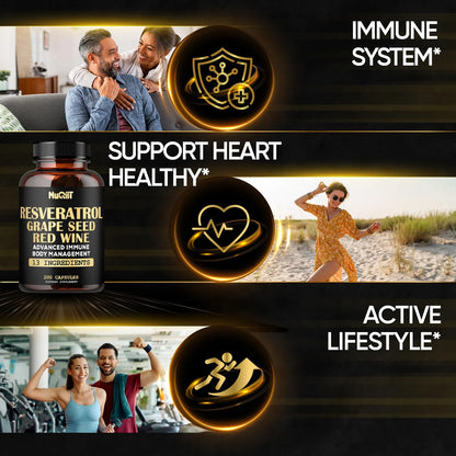 Extracto Trans Resveratrol 1000 Mg Complejo Inmune Con Equinacea Y Berberina 200 Capsulas