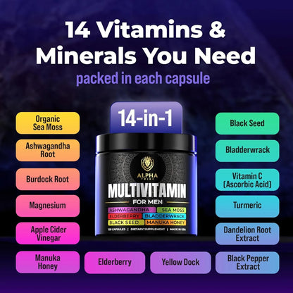 Alpha Tribe Multivitaminico Hombres Con Semilla Negra Seamoss Ashwagandha