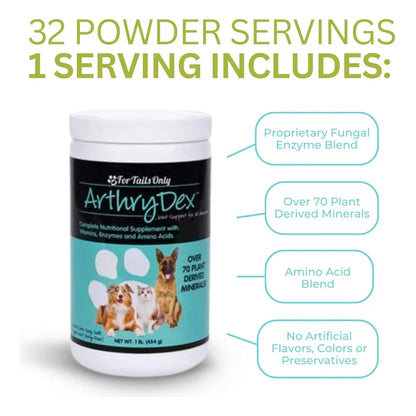 Arthrydex Suplemento Nutricional Vitaminas Probióticas Para Mascotas Huesos Y Articulaciones 1 Libra X 4