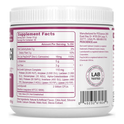 PEScience Complete GI Polvo Salud Intestinal Frambuesa Probióticos Enzimas Digestivas