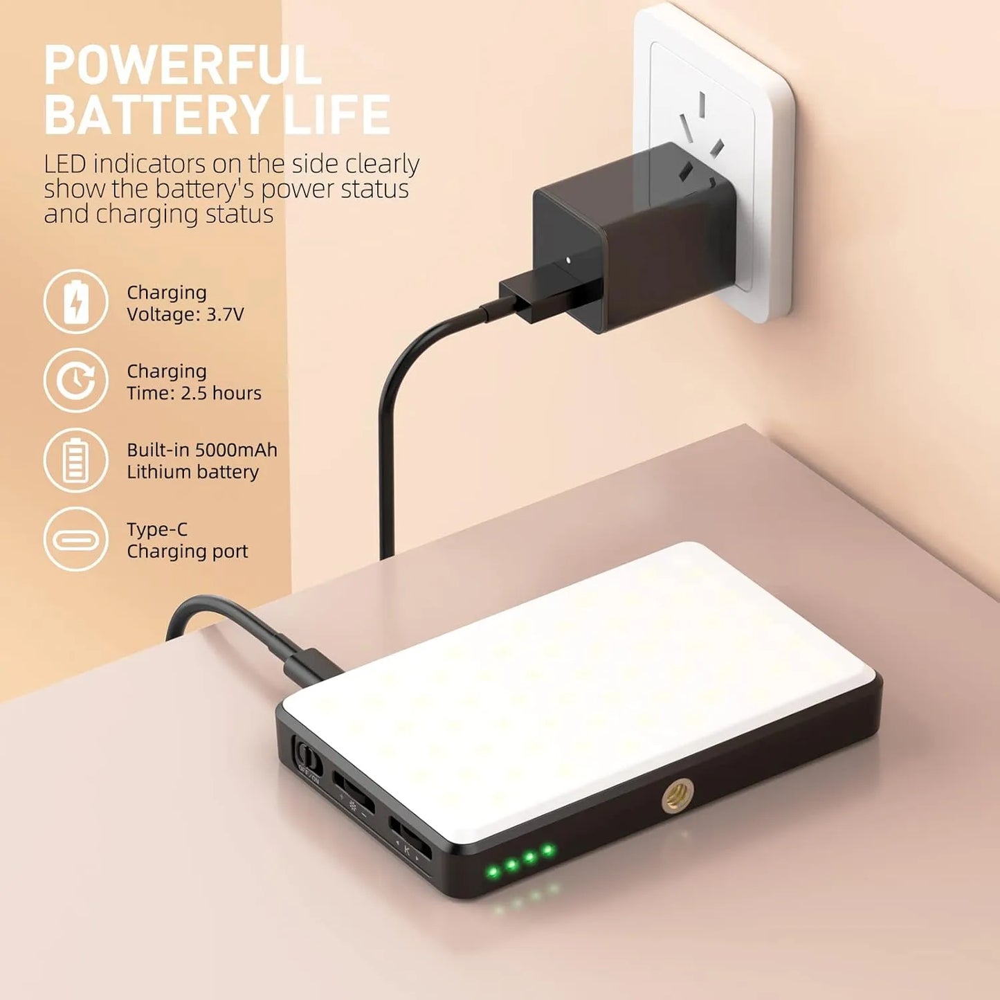Meixitoy 120 Luces Led Para Teléfono Luz Selfie 3 Modos Recargable 5000Mah