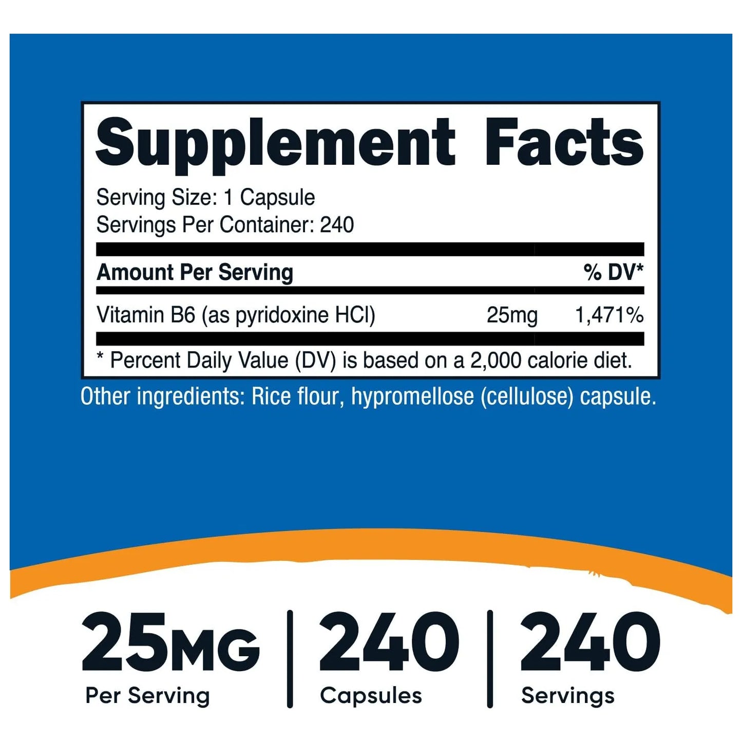 Vitamina B6 Piridoxina HCL 25 Mg 240 Capsulas Energia Y Bienestar