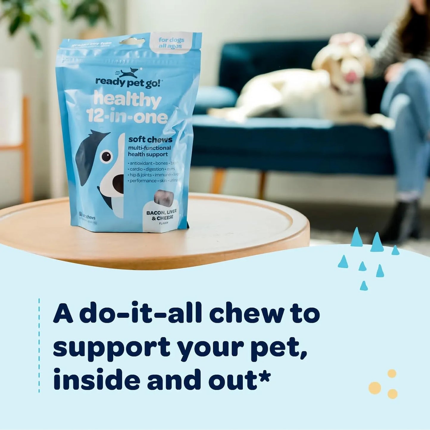 Multivitamínico Masticable 12 En 1 Con Glucosamina Para Perros Salud Articular Y Digestiva