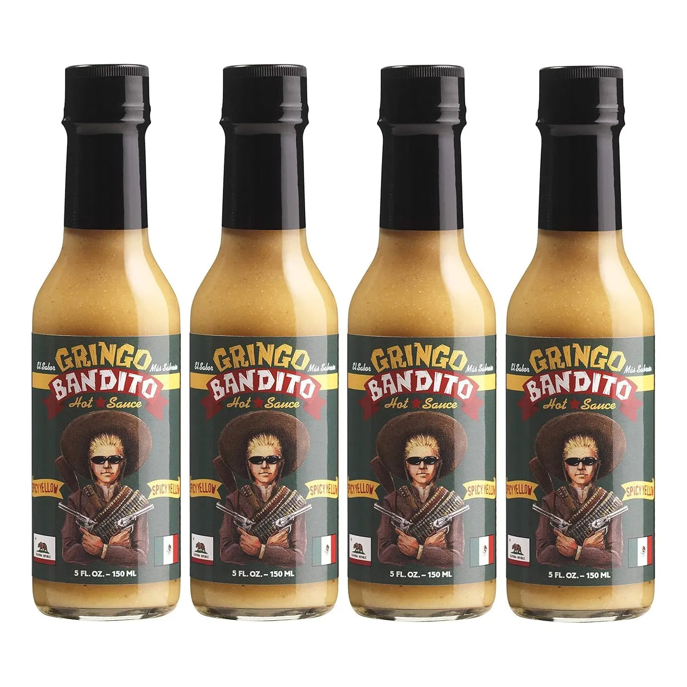Salsa Picante Amarillo Fuego 148ml Pack X4 Natural Sin Gluten Vegano