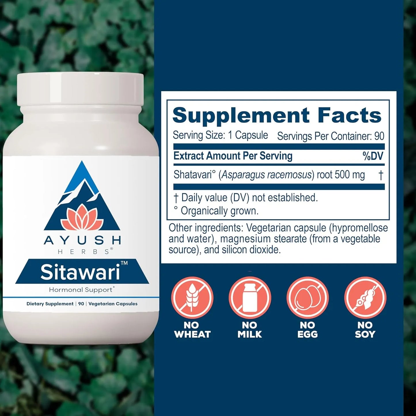 Ayush Herbs Sitawari Equilibrio Hormonal Salud Reproductiva 90 Capsulas