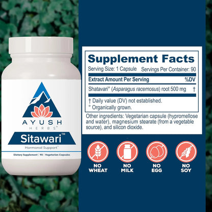 Ayush Herbs Sitawari Equilibrio Hormonal Salud Reproductiva 90 Capsulas