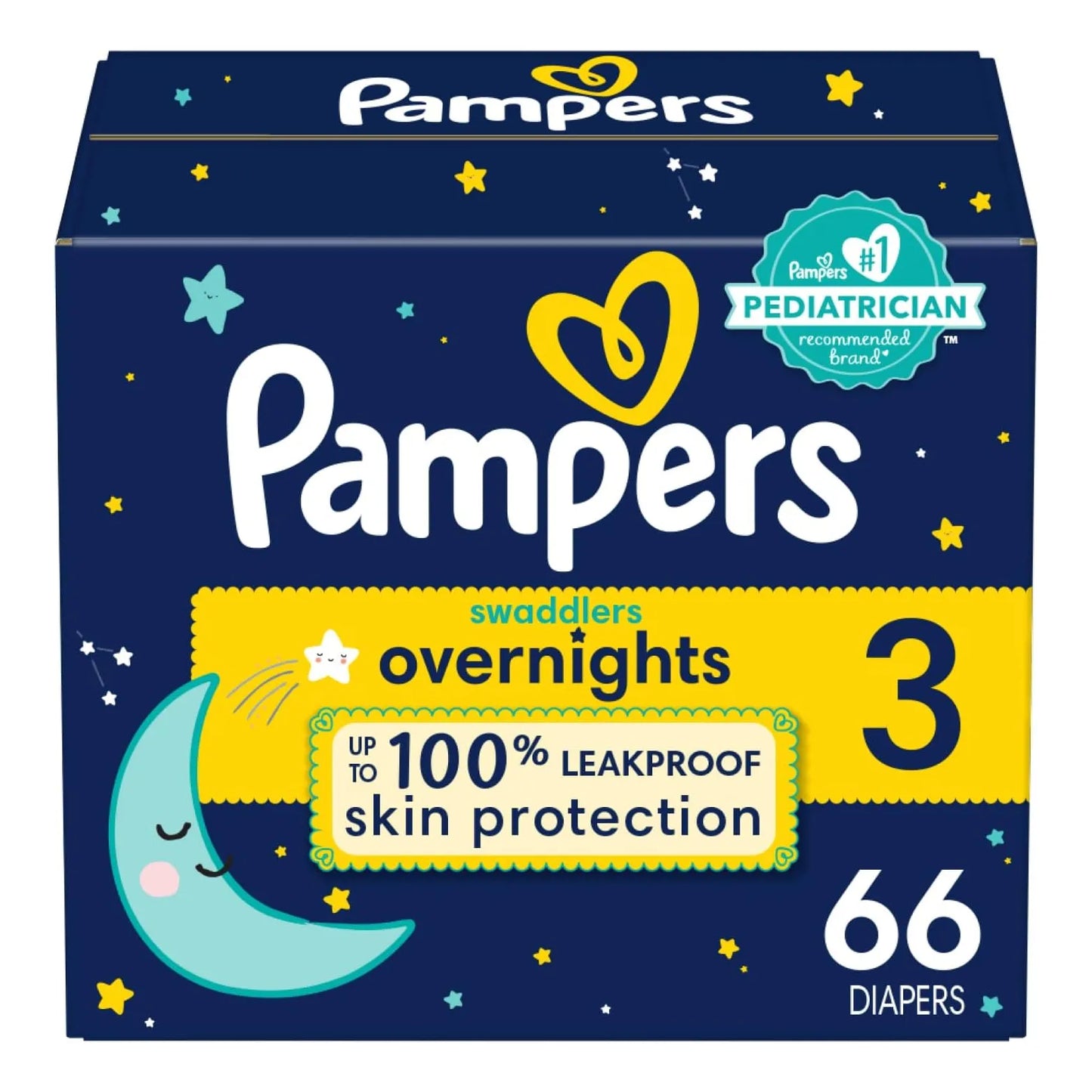 Pañales Pampers Swaddlers Overnights Talla 3 X 66 Unidades Protección Nocturna Absorción Superior