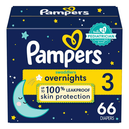 Pañales Pampers Swaddlers Overnights Talla 3 X 66 Unidades Protección Nocturna Absorción Superior