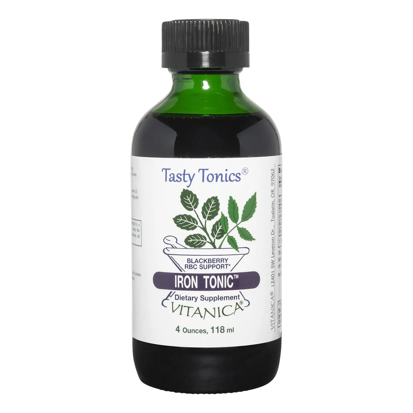 Iron Tonic Suplemento De Hierro Líquido Vegano Sabor Mora 4 Onzas