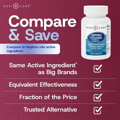 Vitamina C Y Complejo B Tabletas GeriCare Nephro 100 Unidades Salud Renal Y Energía