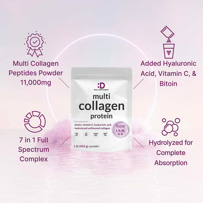 Polvo De Proteína De Colágeno Múltiple Tipo I II III V X Con Biotina Y Ácido Hialurónico Sin Sabor Keto