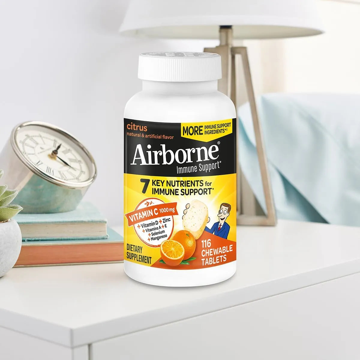 Tabletas Masticables Apoyo Inmunologico 1000 Mg Vitamina C Zinc Sabor Citrico