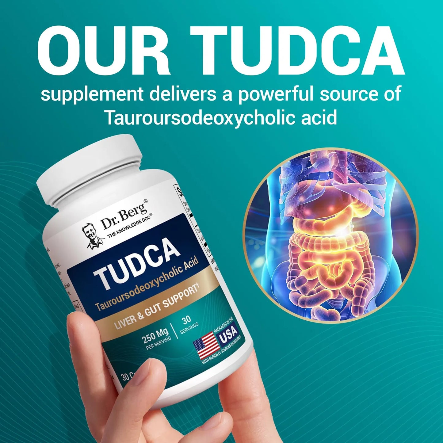 Dr Berg TUDCA Suplemento Salud Hepatica Flujo Biliar Vesicula 30 Capsulas