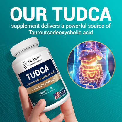 Dr Berg TUDCA Suplemento Salud Hepatica Flujo Biliar Vesicula 30 Capsulas