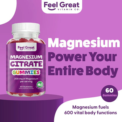 Gomitas De Citrato De Magnesio 200 Mg Relajación Muscular Sueño Digestión Vegano