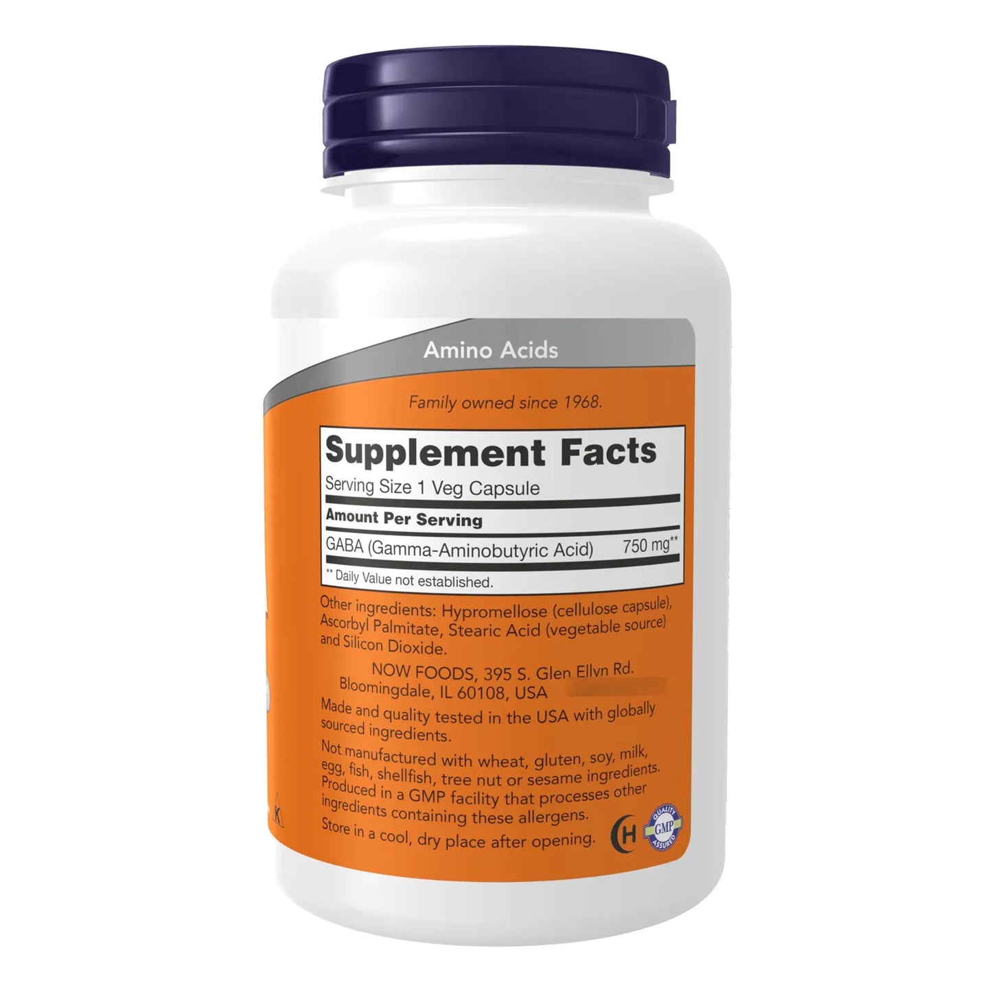 Now Suplementos GABA 750 Mg 100 Cápsulas Vegetales Relajación Y Sueño