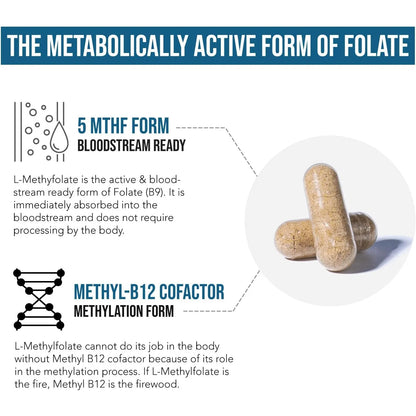 L Metilfolato 7 5 Mg Con Metilo B12 Forma Activa 5 Mthf Suplemento Mthfr
