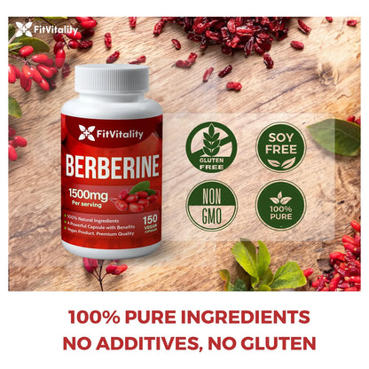 Berberina Premium 1500 Mg 150 Capsulas Soporte Inmunologico Puro Sin Gluten