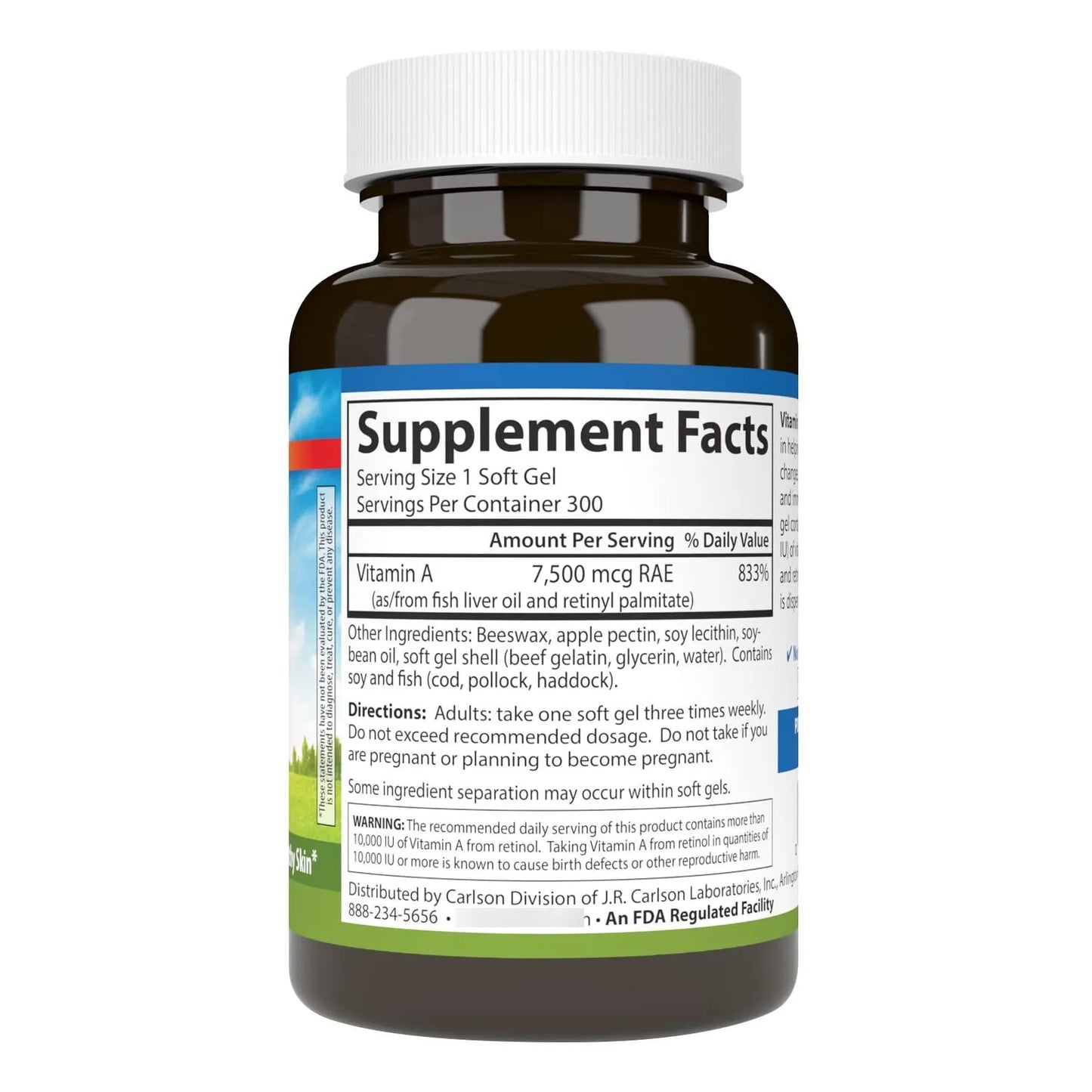 Vitamina A 25000 Ui Con Pectina Para Vision Nocturna Y Piel Saludable 300 Capsulas
