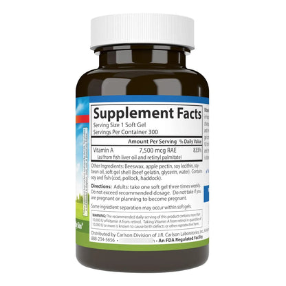 Vitamina A 25000 Ui Con Pectina Para Vision Nocturna Y Piel Saludable 300 Capsulas