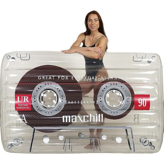 Flotador De Piscina Cinta Cassette Retro Adultos XL Loteli Duradero Facil Inflar