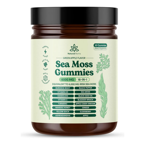 Gomitas De Musgo Marino 16 En 1 Con Aceite De Semilla Negra Y Ashwagandha Suplemento Multivitamínico