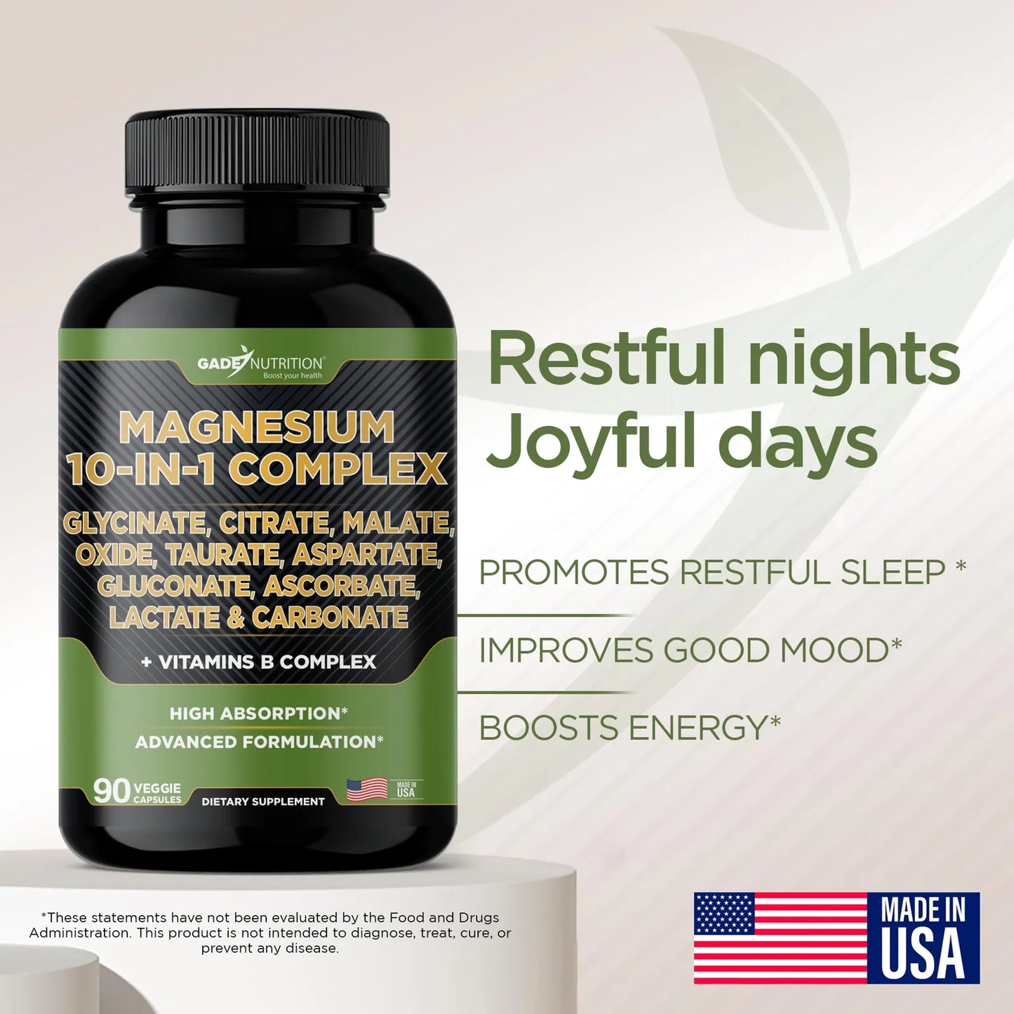 Complejo De Magnesio 10 En 1 Con Vitaminas B Y Minerales Gade Nutrition