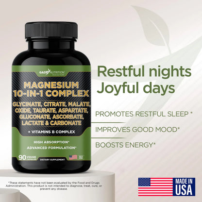 Complejo De Magnesio 10 En 1 Con Vitaminas B Y Minerales Gade Nutrition
